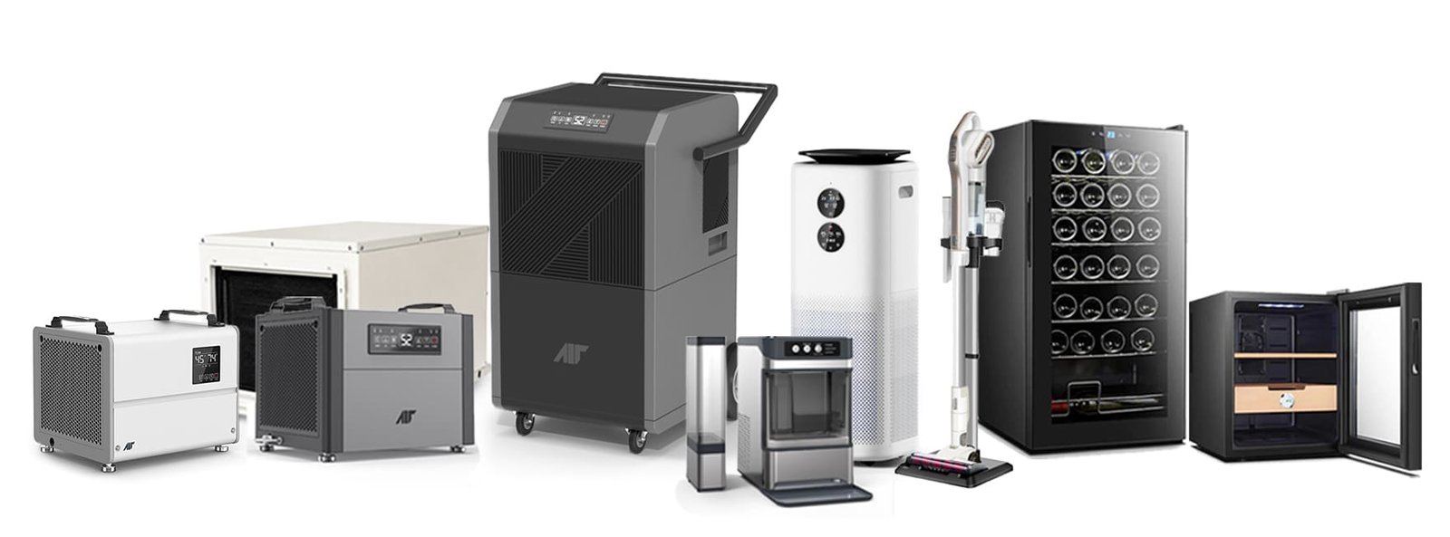 Fong Chow product range — dehumidifiers, air scrubbers, air movers, purifiers and floorcare